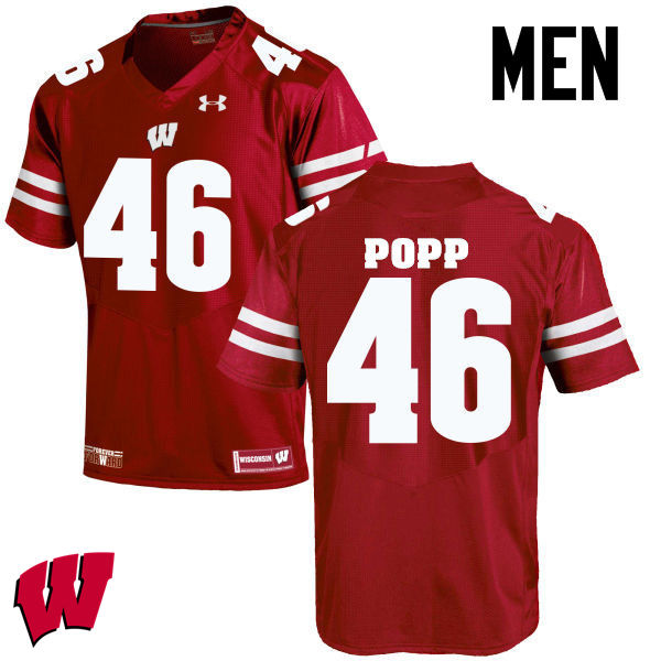 Wisconsin Badgers Men's #46 Jack Popp NCAA Under Armour Authentic Red College Stitched Football Jersey IV40B85LT